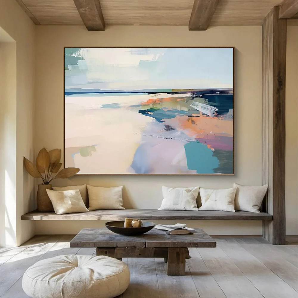 Bedroom Hand-painted Tranquil Seaside Soft Abstract Wall Art 95SG4